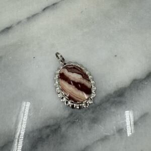 Dendritic Jasper silver boho pendant